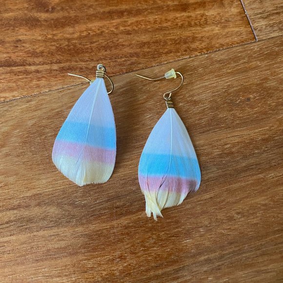 Boho feather dip-dyed earrings - Picture 1 of 1
